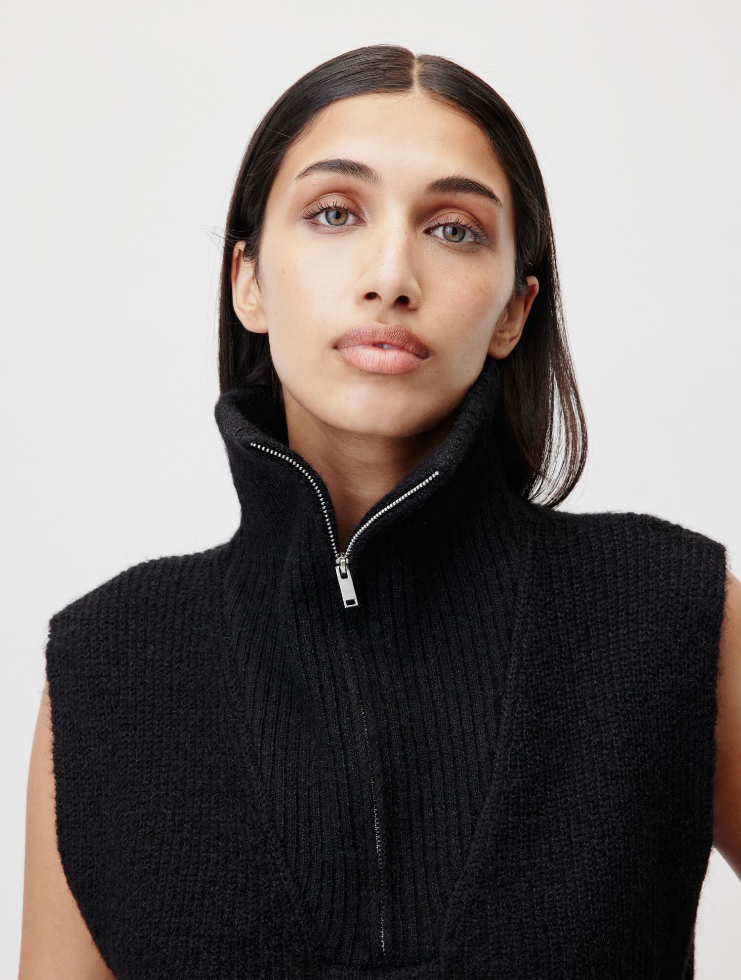 Pullunder LEGER "Blakely, LeGer by Lena Gercke", Damen, Gr. 40, schwarz, Strick, Obermaterial: 75% Viskose, 25% Nylon, normal, Pullover Pullunder, grob gestrickte Struktur, melierte Optik schwarz 40
