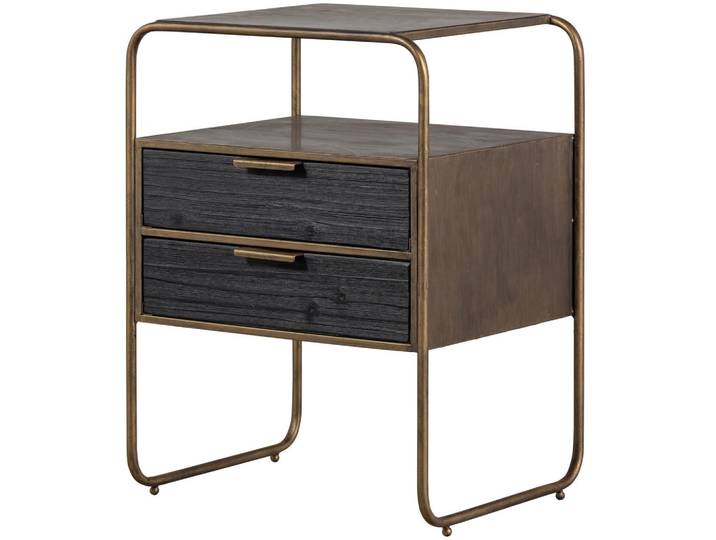 Livetastic Nachttisch Polite, Messingfarben, Metall, 2 Schublade(n) Schubladen, quadratisch, U-Form, 38x62x45 cm, Stauraum, Schlafzimmer, Nachtkästchen