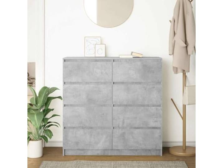 KTHLBRH Anrichte grau Beton 100 x 35 x 99 cm Technisches Holz Großer Stauraum, robuste Platte, pflegeleicht, für Wohnzimmer und Schlafzimmer