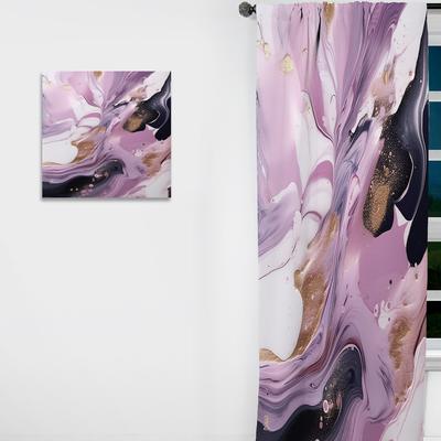 DESIGN ART "Designart ""Purple And Pink Marble Whispers"" Abstract Marble Curtain - Blackout Marble Curtain - 1 Panel"