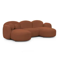 WOHNLANDSCHAFT Nuvola mit abgerundetem Design Terrakotta Bouclé-Stoff