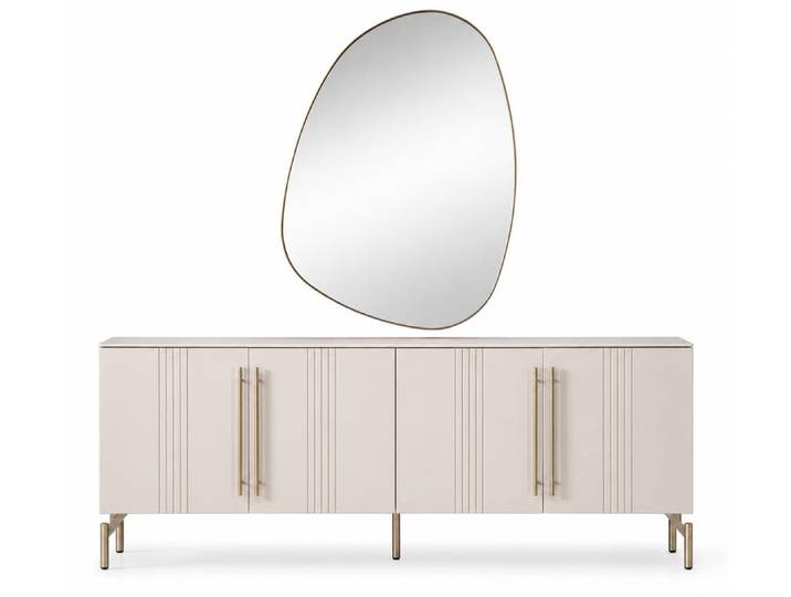 JVmoebel Kommode Esszimmer Set Kommode Spiegel Modern Beige Stilvoll Funktional Zeitlos (2 St), Made in Europa