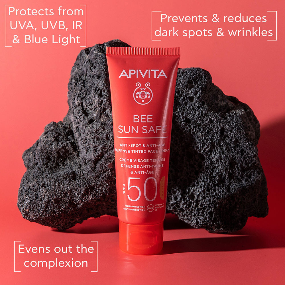 Apivita Bee Sun Safe Crème Visage Anti-Âge et Anti-Taches Colorée Spf 50 50 ml
