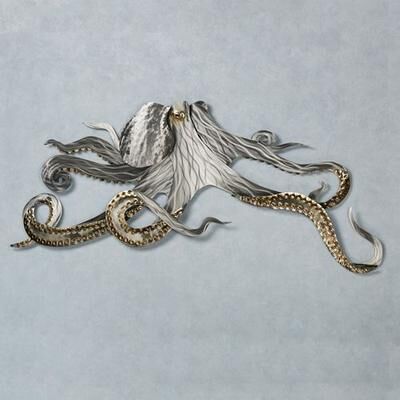 Copper Art Inc. Octopus Metal Wall Sculpture Silver , Silver
