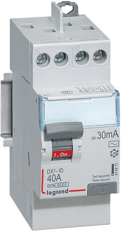 Interrupteur différentiel DX³-ID 2P 230 V 40 A type AC 30 mA LEGRAND 411611