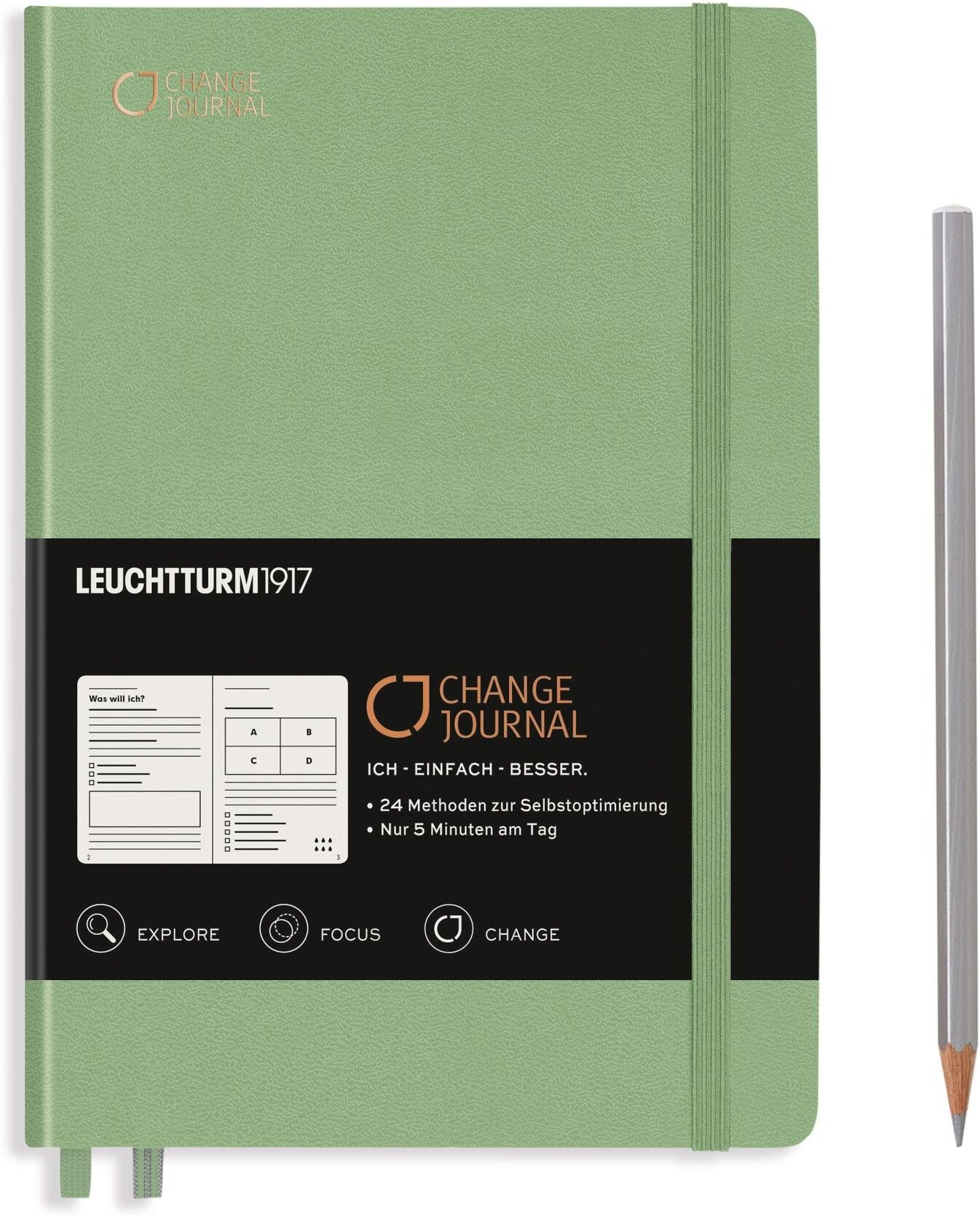 Notizblock "Leuchtturm Change Journal", grün, Schreibblöcke, Notizblock grün Einheitsgröße