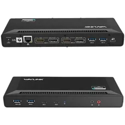 DLH 2 Screen Docking Station USB-A & USB-C (USB-A, USB-C), Dockingstation + USB Hub, Schwarz