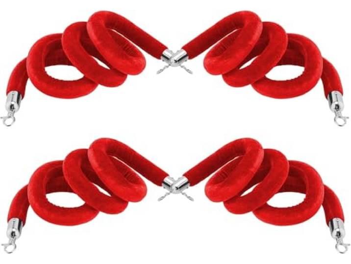 Abspannseil, Absperrseil im 1er-, 2er-, 3er- oder 4er-Pack, mit flexiblem Schaumstoffkern und Stützen for Warteschlangen(4pack,350cm/138 in)