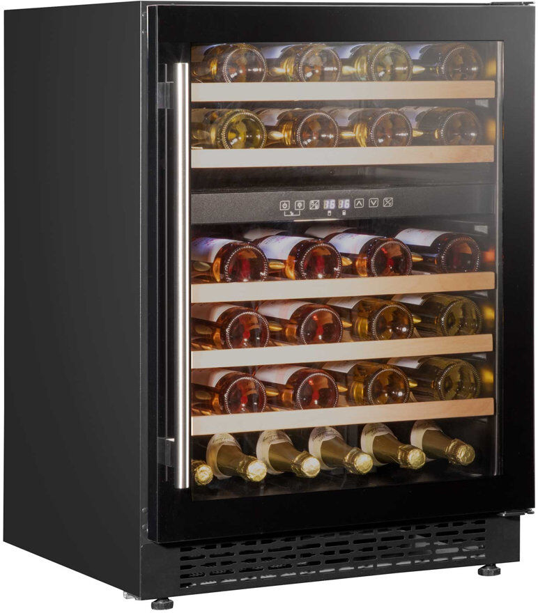 Baridi Dual Zone 59.5cm Freestanding 46 Bottle Wine Refrigerator with Reversible Door Black 82cm H X 59.5cm W X 57cm D