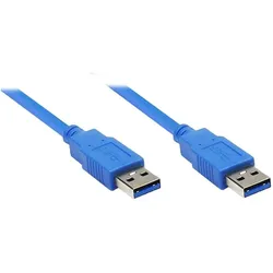 Exsys Anschlusskabel USB 3.0 Stecker A an Stecker A, 1m, blau (1 m, USB 3.2 Gen 1), USB Kabel