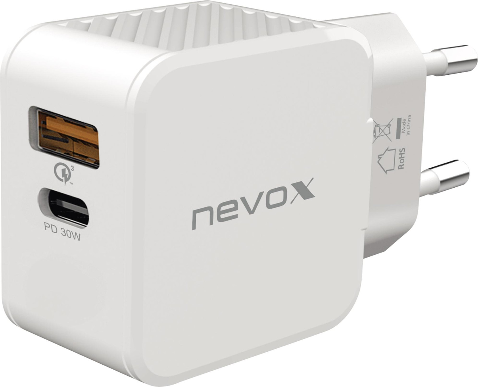 Nevox 2009 USB-C laadadapter, wit, 30 Watt, PD, Type C, QC3.0 / PPS