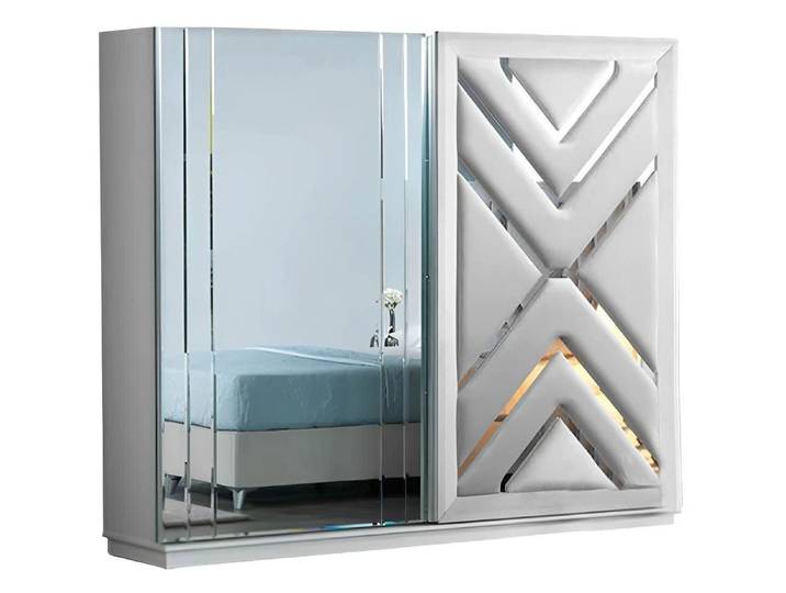 Xlmoebel Kleiderschrank Moderner weißer Schrank mit eleganter Glasfront (Kleiderschrank) Hergestellt in Europa