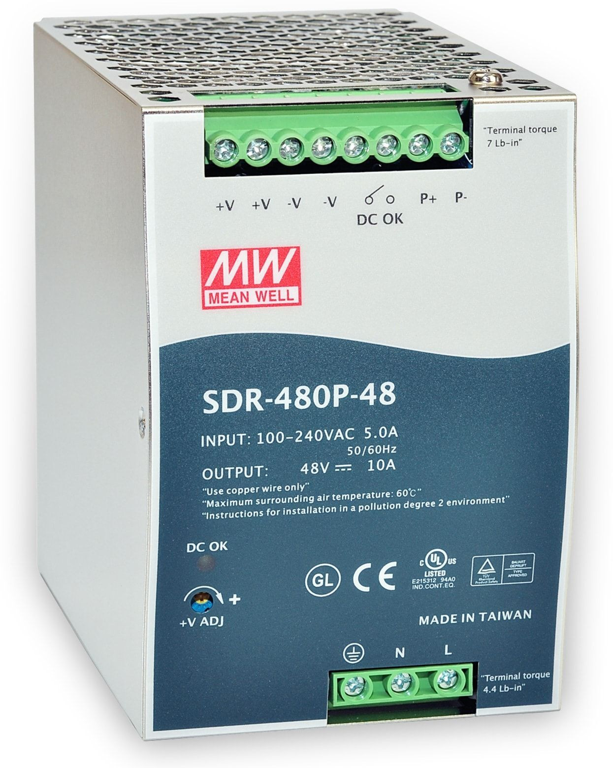 Mean Well SDR-480P-48 schakelende voeding, 48 V / 10 A