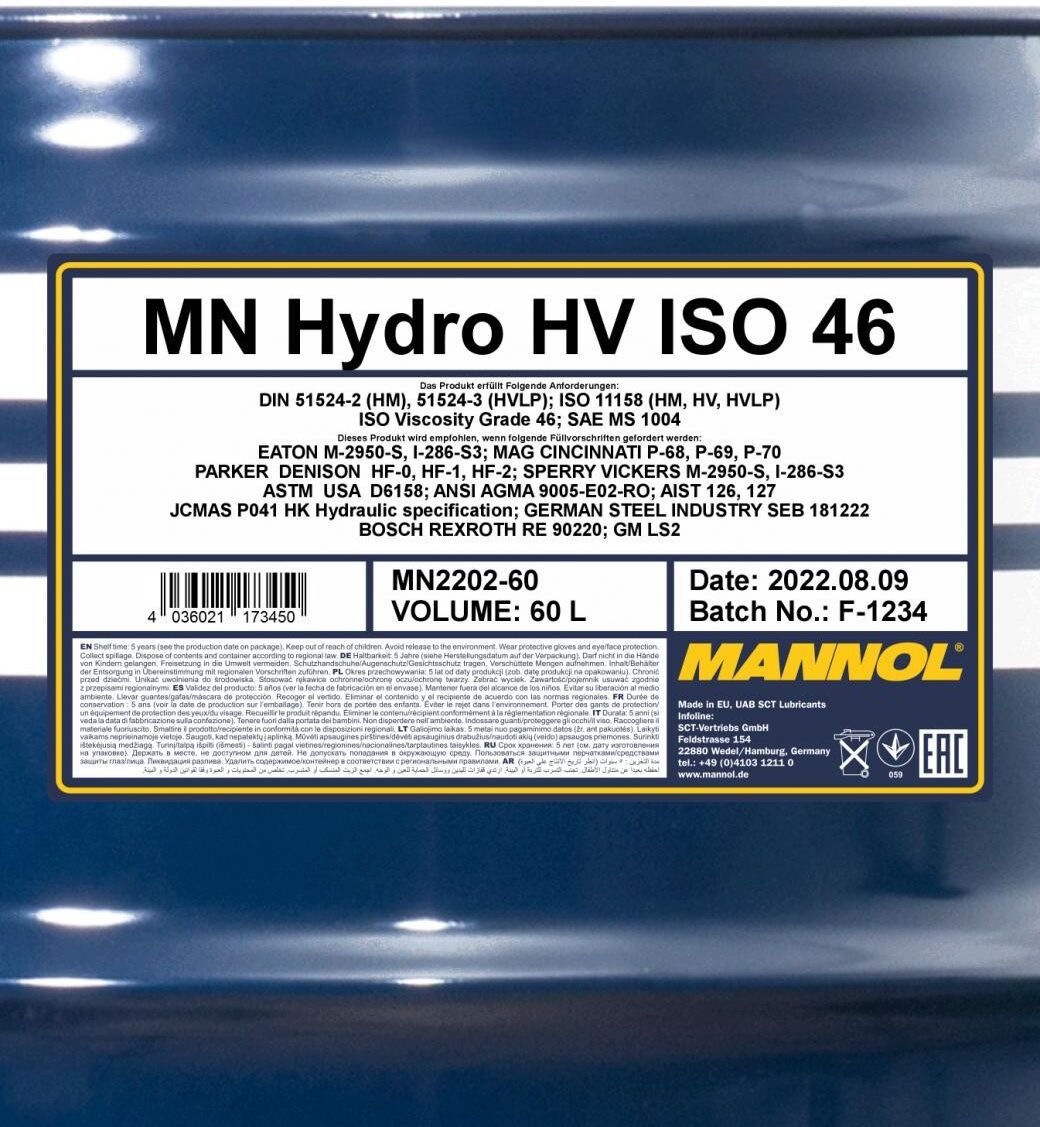 MANNOL MN2202-60 Huile pour hydraulique central