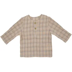 maximo Musselin-Hemd langarm Karo, beige, 62
