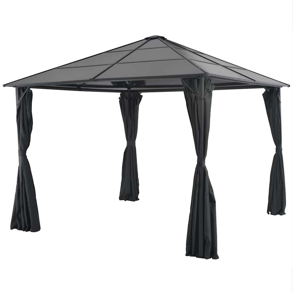 Gartenpavillon, 3x3 Meter, Schwarz - Dach aus Polycarbonat - Aluminium und Stahl