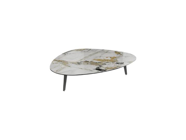 Grosser Design Couchtisch „Grande Galet“ 140 x 120 cm Keramik Marmoroptik Doro Akante Design