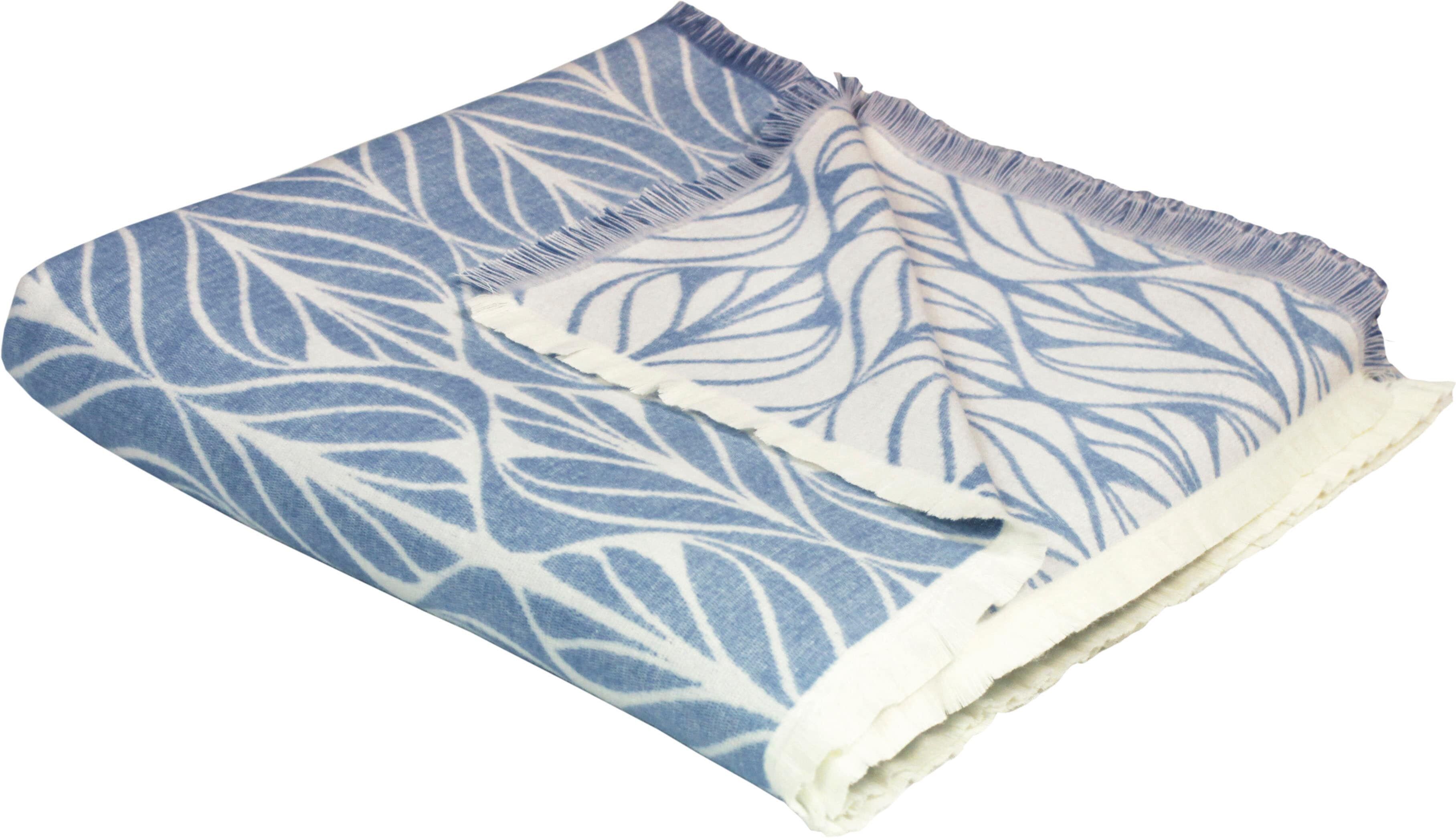 Wohndecke ADAM "Wave", blau, B:150cm L:210cm, Baumwolle, Wohndecken, Wohndecke, GOTS zertifiziert - aus Bio-Baumwolle, Kuscheldecke blau B/L: 150cm x 210cm