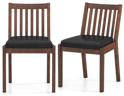 Costway PU Leather Upholstered Dining Chair with Padded Seat Set of 2-Espresso