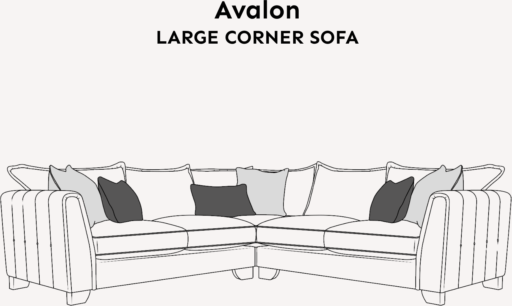 Avalon Neutral Velvet Sofa Range with Monochrome Accents, Large Corner