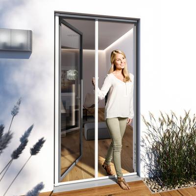 Insektenschutzrollo WINDHAGER "Plus für Terrassen- und Balkontüren, Fliegengitter Rollo aus Alu", weiß, B:160cm H:225cm, Rollos, Mückennetz zum seitlichen Öffnen, Schließen, 225 x 160 cm, weiß