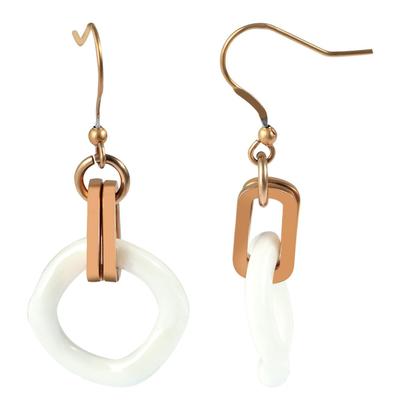 Paar Ohrhänger ADELIA´S "Damen Ohrstecker aus poliertem Edelstahl - Keramik", gold, Ohrringe, Damen, Damen, Edelstahl
