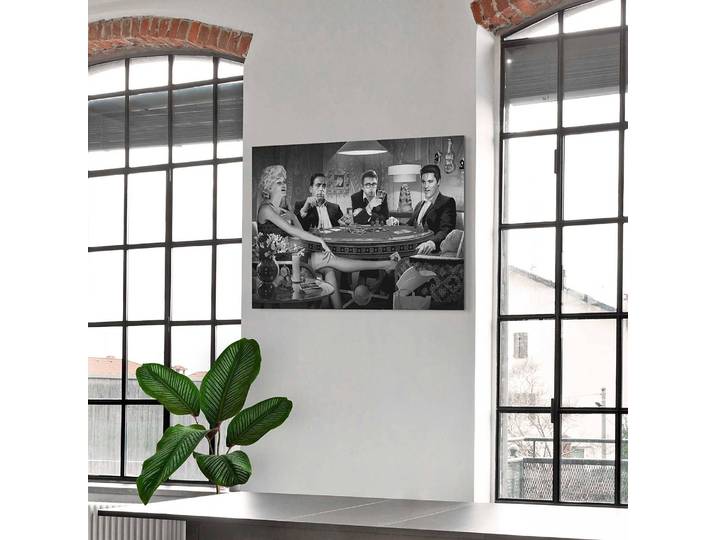 Metallbild Monroe, Bogart, Dean, Elvis Alu-Dibond mit Metallaufhänger Schwarz 50 x 70 x 2cm