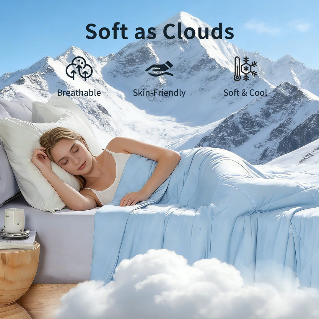JULY Super Cooling Blanket Summer Comforter Lightweight Breathable 320 GSM Cold Blanket for Hot Sleepers. Sky Blue 230 x 275cm