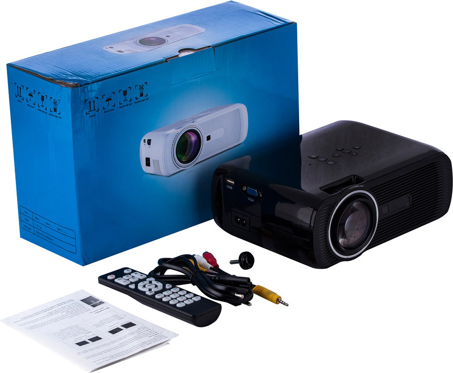 U80 PRO Mini Movie Projector LCD 1500 Lumen Video Home Theater Unterhaltung Kompatibel mit HDMI SD AV VGA USB black_ Europäische Vorschriften