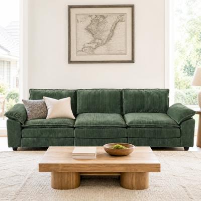 Uixe Modern Corduroy 3-Piece Modular Sectional Sofa