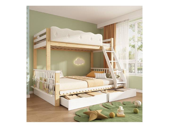 STILVORA Etagenbett 90×200/140×200 mit 2 Matratze Kinderbett mit Schubladen Holzbett
