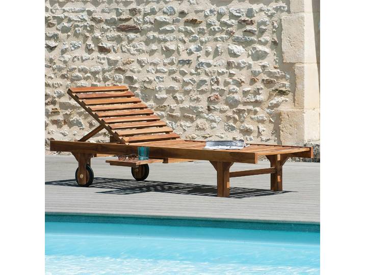 Bain de soleil transat jardin en teck huilé 205cm MACAO