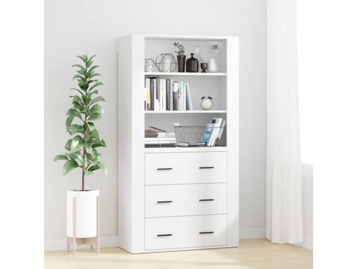 HEFZGDB Langlebiges Highboard für Wohnraum Ordnung: Weißes Highboard aus Holzwerkstoff mit Wandmontage und glatter Oberfläche als stilvolles mit viel Stauraum