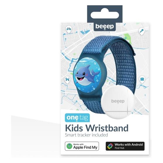 Beeep OneTag Apple Find My & Android Tracker Kids Wristband Velcro Dolphin = 8718256121111 (Apple Find My) (72001100)