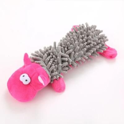 Uplift Essentials Squeaky Plush Enrichment Toy Durable Animal Shaped Dental Chew For Small Breeds & Puppies gray Hippo