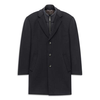 Kurzmantel BUGATTI "Modern Fit", Herren, Gr. 50, 390, marine, 50% Polyester, 50% Wolle, unifarben, normal, Mäntel Kurzmantel, Modern Fit Wollmix Reverskragen Dynamic Series