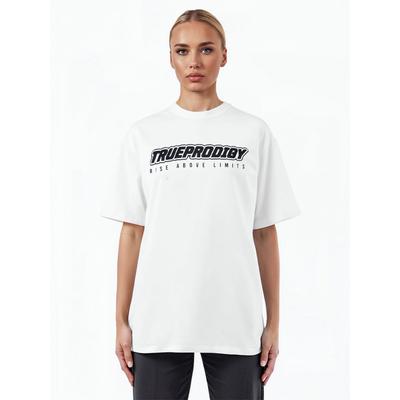Oversize-Shirt TRUEPRODIGY "Toni F Logo Print Oversized Rundhals", Damen, Gr. S, weiß, Obermaterial: 100% Baumwolle CO., Rundhals, Shirts