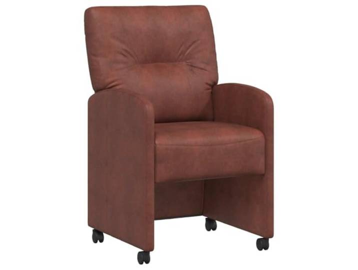 KGHERMDF Esszimmerstühle mit Rollen 2er Set Braun Kunstleder Ergonomisches Design, Rollen für Mobilität, Pflegeleicht, Sperrholz und Metallrahmen