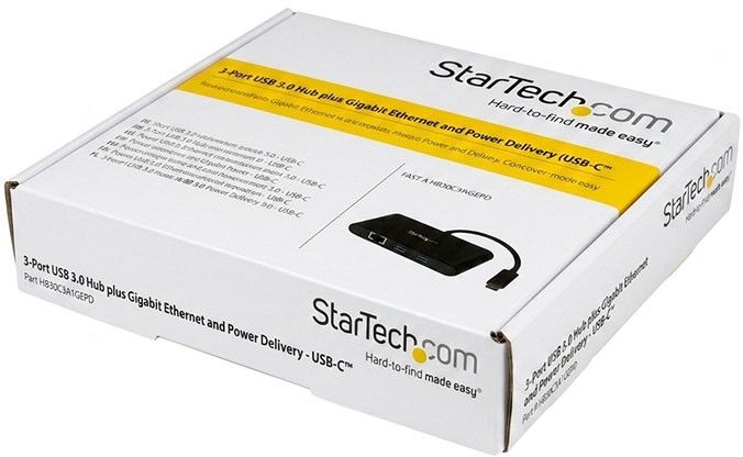 Adaptateur multipports StarTech USB Type C HUB 3x USB 3.0 1x RJ45 Ethernet et PD, Km0 Boîte d'origine