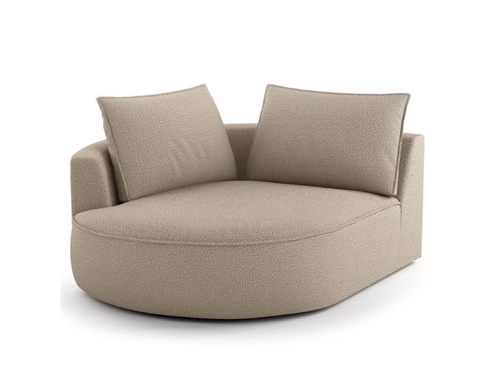 Modulottomane Braun/Beige/Beige Bouclé Stoff Ronka 126 x 154cm Ausrichtung links Glamour