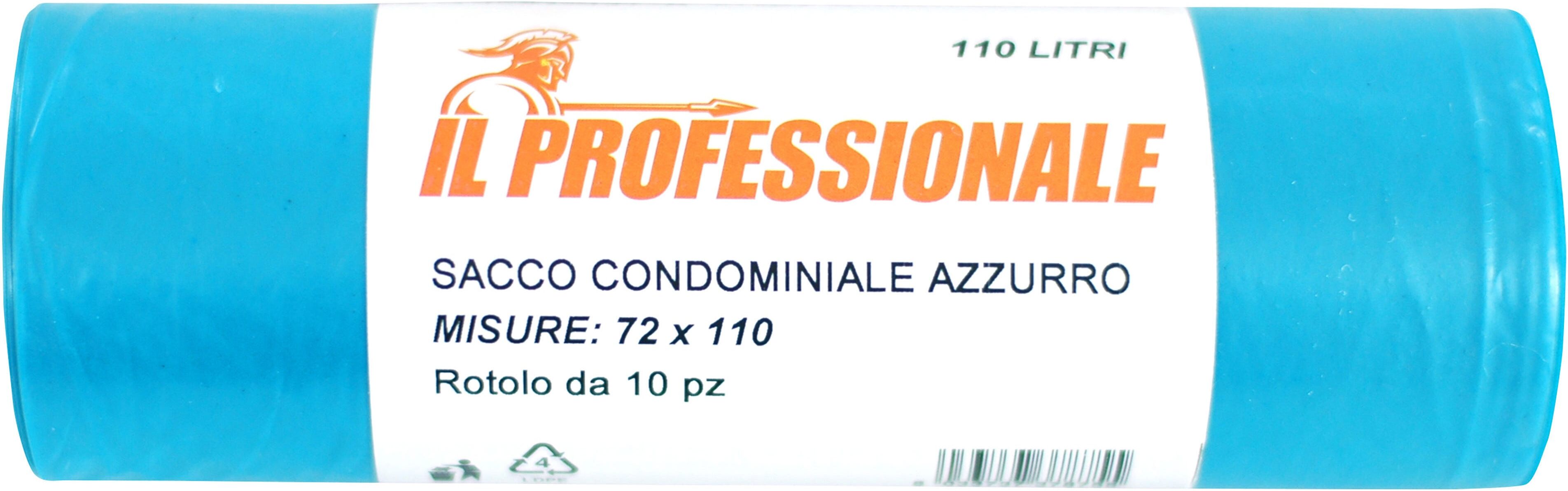 Ilprofessionale SACCO PATTUMIERA AZZURRO 72x110 cm 110 l 10 PEZZI IN LDPE PROFUMATO E ANTIGOCCIA