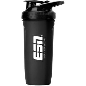 ESN Protein-Shaker Smartshake 10765 aus Edelstahl, schwarz , mit Klappdeckel, Mischsieb & ml-Skala, 700 ml