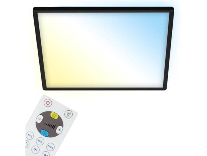 BRILONER - LED Deckenlampe flach mit Fernbedienung, indirektes Licht, einstellbar von warmweiß bis kaltweiß, Lampe, Deckenleuchte, Wohnzimmerlampe, LED Panel, Küchenlampe, 42x42x2,9 cm, Schwarz