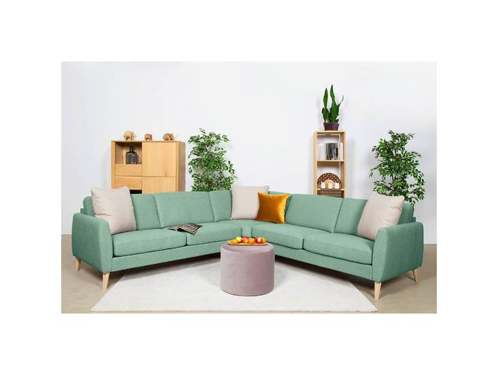Canapé d’angle Kustavi Vert/Vert menthe Tissu structuré 269cm Scandi