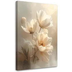 LEINWANDBILD, Beige zarte Blumen Botanik