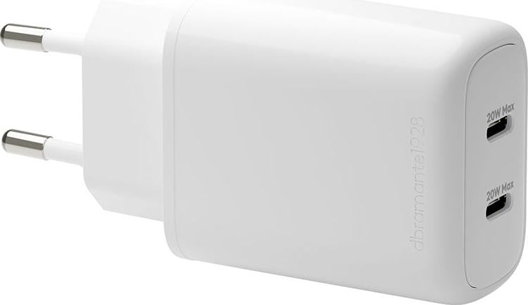dbramante1928 Netvoeding 20 Watt 3 A PD/PPS met 2 USB-C aansluitpunten - Wit