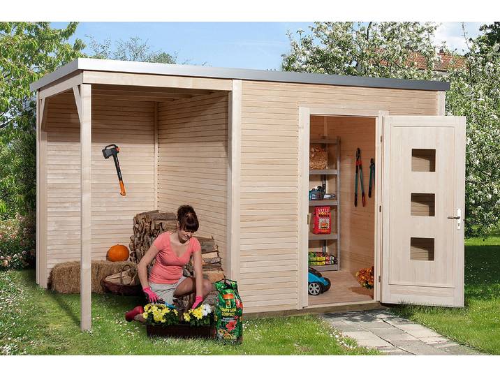 Weka Designhaus wekaLine 413 A1, mit Anbau und Einzeltür, natur