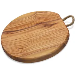 Natura Punto Rundes Brett Kordel, 21 x 1,5 cm, Olivenholz, Schneidebrett, Braun
