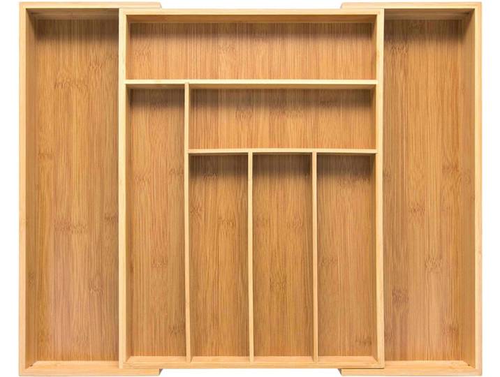 Budu Uitschuifbare Bamboe Bestekbak #43 (43 cm diep) - Bestekcassette Hout - Besteklade - 43 x 32\,2 - 53 cm - 6/8 vakken