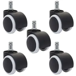 5er-Set Hartbodenrollen MCW-H86, Bürostuhl-Rollen Stuhlrollen, 150kg belastbar Ø 11mm ~ weiß